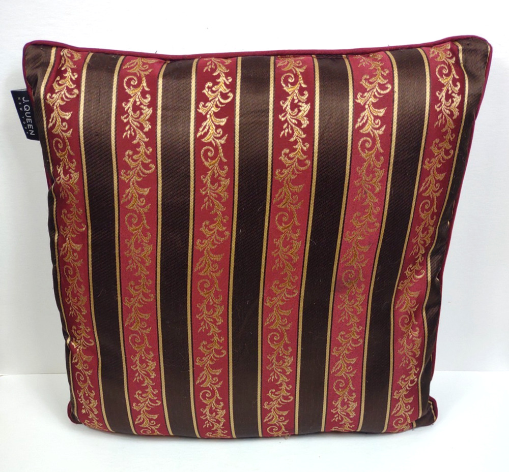 J. Queen New York Maribella Crimson Square Stripes Decorative Throw Pillow 16"